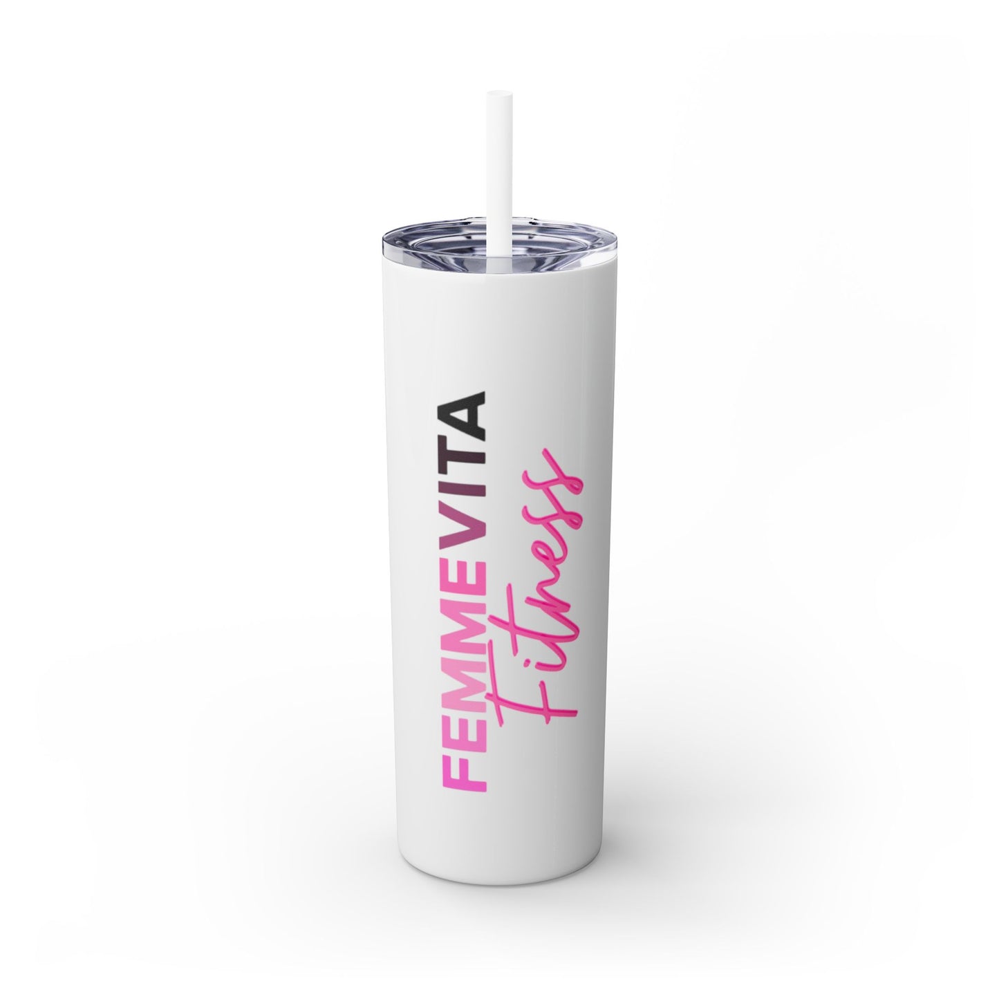 FEMMEVITA Skinny Tumbler with Straw, 20oz