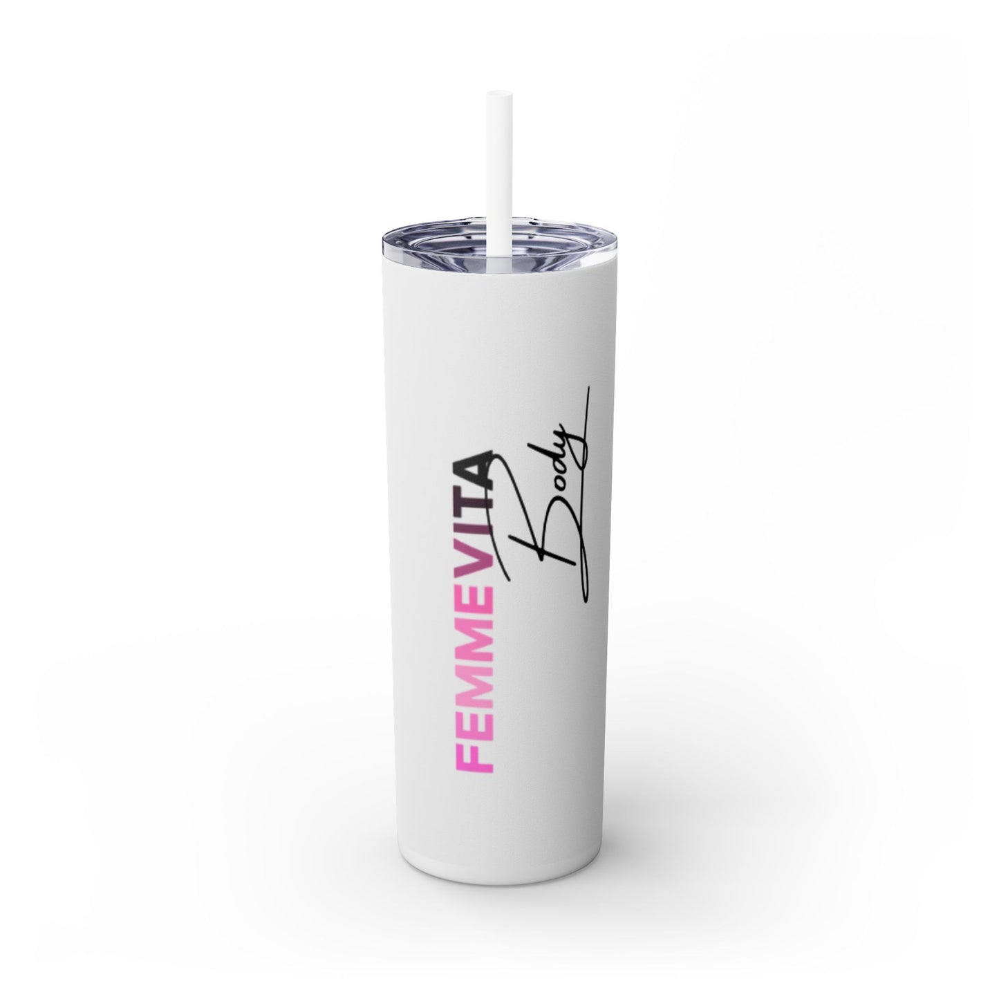 FEMMEVITA Skinny Tumbler with Straw, 20oz
