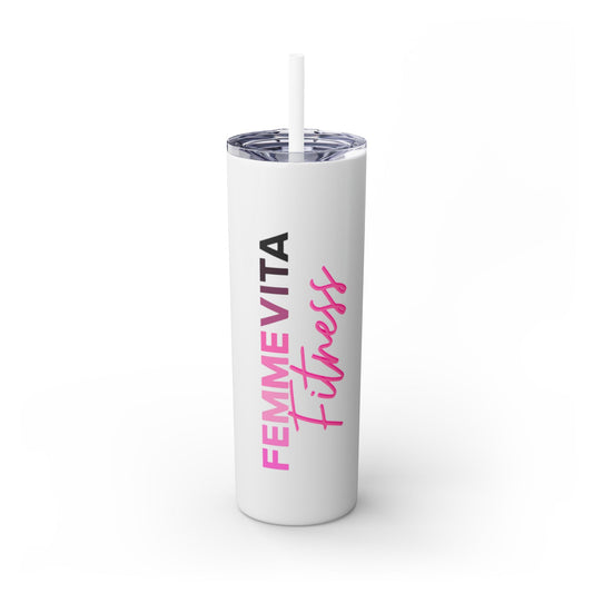 FEMMEVITA Skinny Tumbler with Straw, 20oz